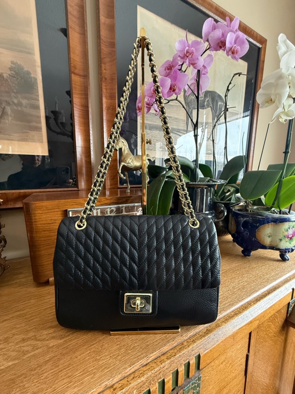 💗Karl Lagerfeld Quilted Leather Agyness Single Flap Bag💗
